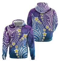 Plumeria With Galaxy Polynesian Tattoo Pattern Zip Hoodie