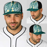 Plumeria With Teal Polynesian Tattoo Pattern Baseball Net Cap - Polynesian Pride