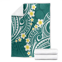 Plumeria With Teal Polynesian Tattoo Pattern Blanket LT05 - Polynesian Pride