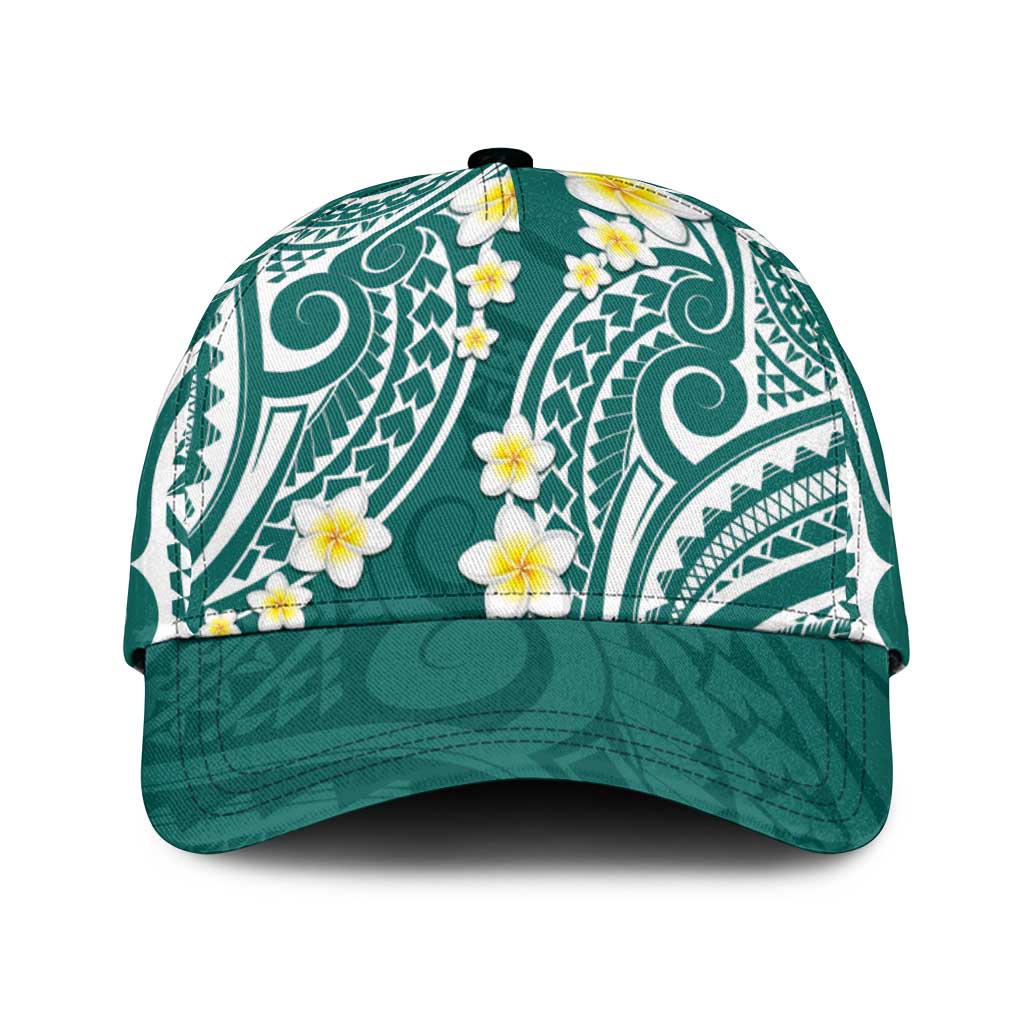 Plumeria With Teal Polynesian Tattoo Pattern Classic Cap - Polynesian Pride