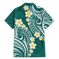 Plumeria With Teal Polynesian Tattoo Pattern Family Matching Mermaid Dress and Hawaiian Shirt LT05 - Polynesian Pride