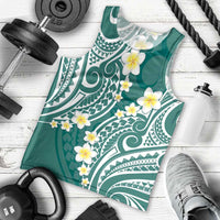 Plumeria With Teal Polynesian Tattoo Pattern Men Tank Top