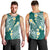 Plumeria With Teal Polynesian Tattoo Pattern Men Tank Top