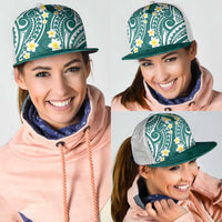 Plumeria With Teal Polynesian Tattoo Pattern Mesh Trucker Cap - Polynesian Pride