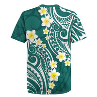 Plumeria With Teal Polynesian Tattoo Pattern Rugby Jersey