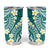 Plumeria With Teal Polynesian Tattoo Pattern Tumbler Cup