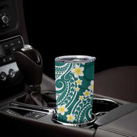 Plumeria With Teal Polynesian Tattoo Pattern Tumbler Cup