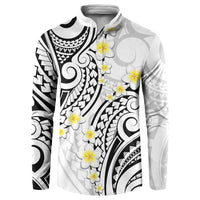 Plumeria With White Polynesian Tattoo Pattern Button Sweatshirt