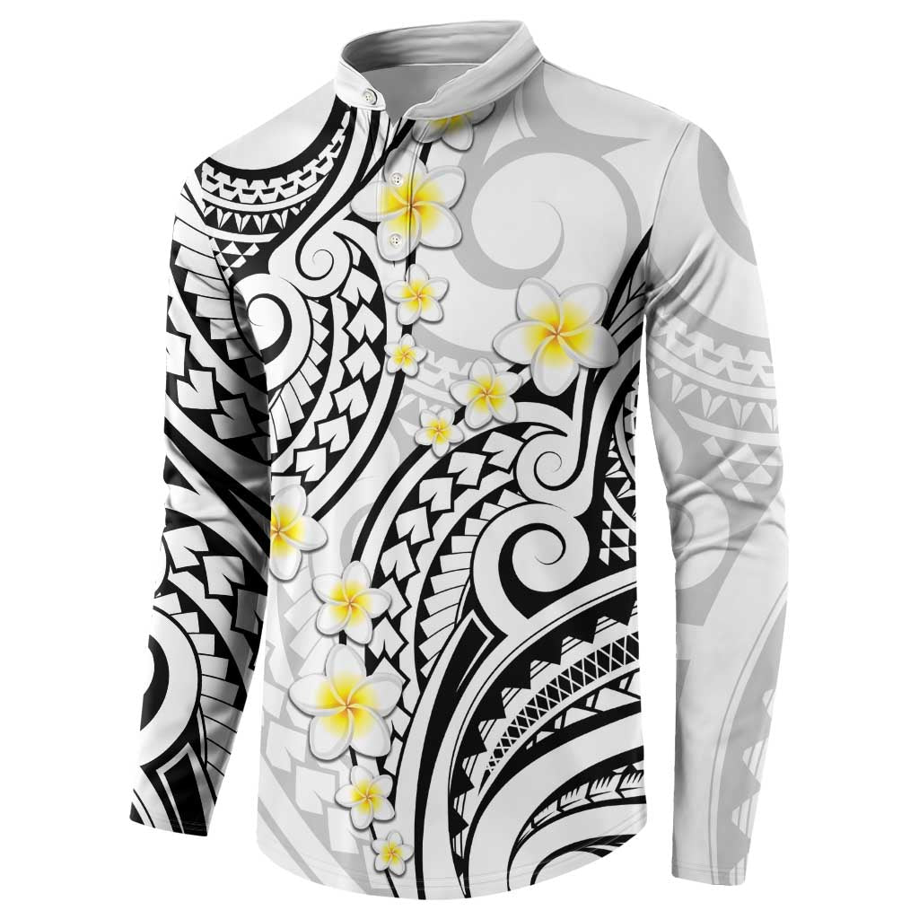 Plumeria With White Polynesian Tattoo Pattern Button Sweatshirt