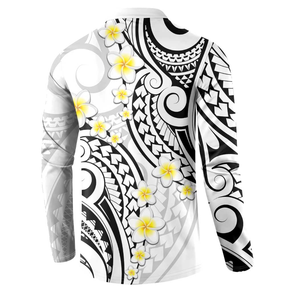 Plumeria With White Polynesian Tattoo Pattern Button Sweatshirt