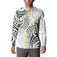 Plumeria With White Polynesian Tattoo Pattern Button Sweatshirt