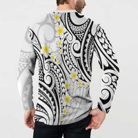 Plumeria With White Polynesian Tattoo Pattern Button Sweatshirt