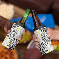 Plumeria With White Polynesian Tattoo Pattern 4 in 1 Can Cooler Tumbler