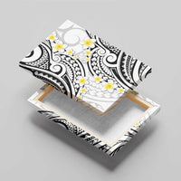 Plumeria With White Polynesian Tattoo Pattern Canvas Wall Art