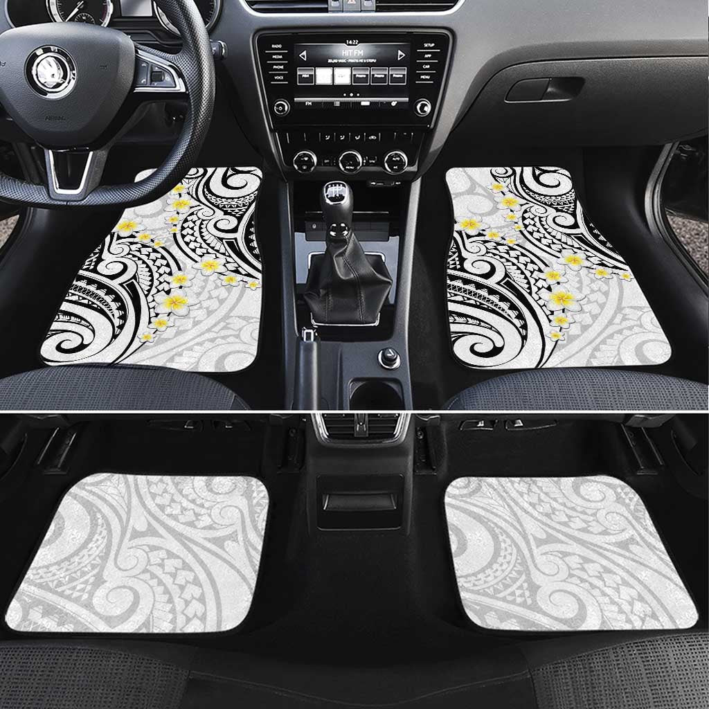 Plumeria With White Polynesian Tattoo Pattern Car Mats