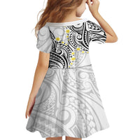 Plumeria With White Polynesian Tattoo Pattern Family Matching Long Sleeve Bodycon Dress and Hawaiian Shirt