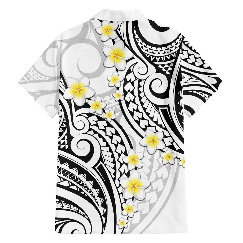 Plumeria With White Polynesian Tattoo Pattern Family Matching Long Sleeve Bodycon Dress and Hawaiian Shirt