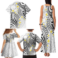 Plumeria With White Polynesian Tattoo Pattern Family Matching Tank Maxi Dress and Hawaiian Shirt LT05 - Polynesian Pride