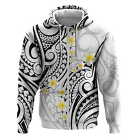 Plumeria With White Polynesian Tattoo Pattern Hoodie