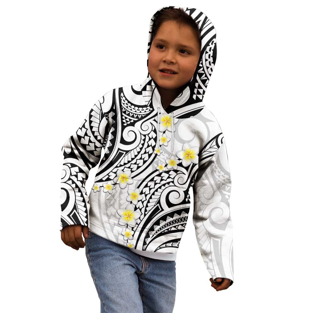 Plumeria With White Polynesian Tattoo Pattern Kid Hoodie
