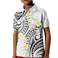 Plumeria With White Polynesian Tattoo Pattern Kid Polo Shirt LT05 Kid White - Polynesian Pride