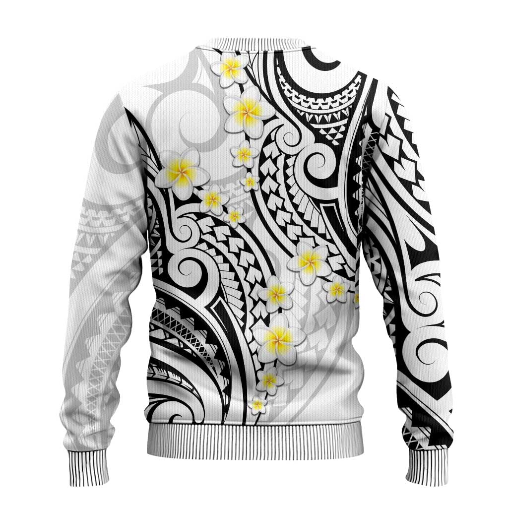Plumeria With White Polynesian Tattoo Pattern Ugly Christmas Sweater
