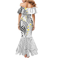 Plumeria With White Polynesian Tattoo Pattern Mermaid Dress LT05 - Polynesian Pride