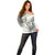 Plumeria With White Polynesian Tattoo Pattern Off Shoulder Sweater