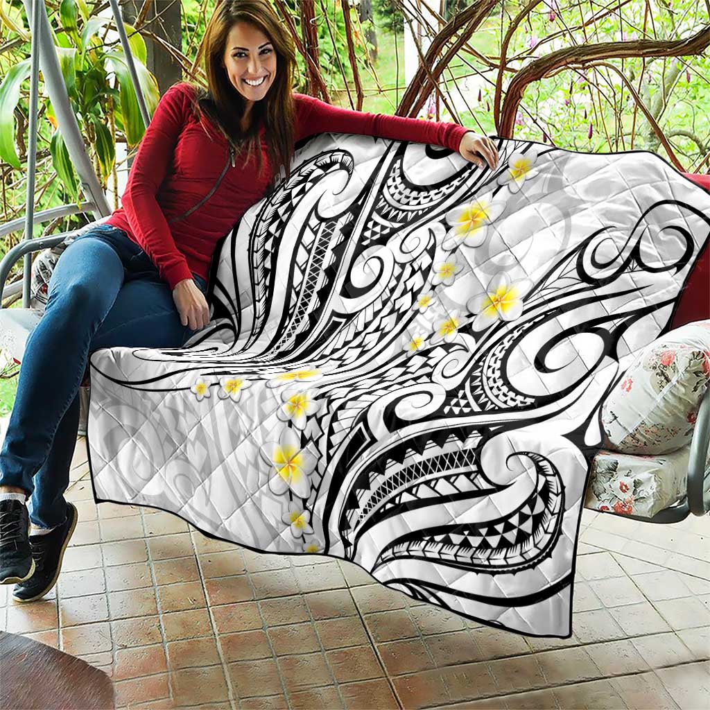 Plumeria With White Polynesian Tattoo Pattern Quilt LT05 - Polynesian Pride