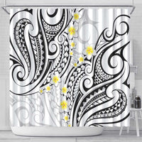 Plumeria With White Polynesian Tattoo Pattern Shower Curtain LT05 - Polynesian Pride