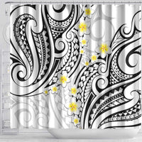 Plumeria With White Polynesian Tattoo Pattern Shower Curtain LT05 - Polynesian Pride