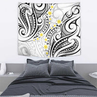 Plumeria With White Polynesian Tattoo Pattern Tapestry