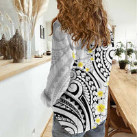 Plumeria With White Polynesian Tattoo Pattern Women Casual Shirt LT05 - Polynesian Pride