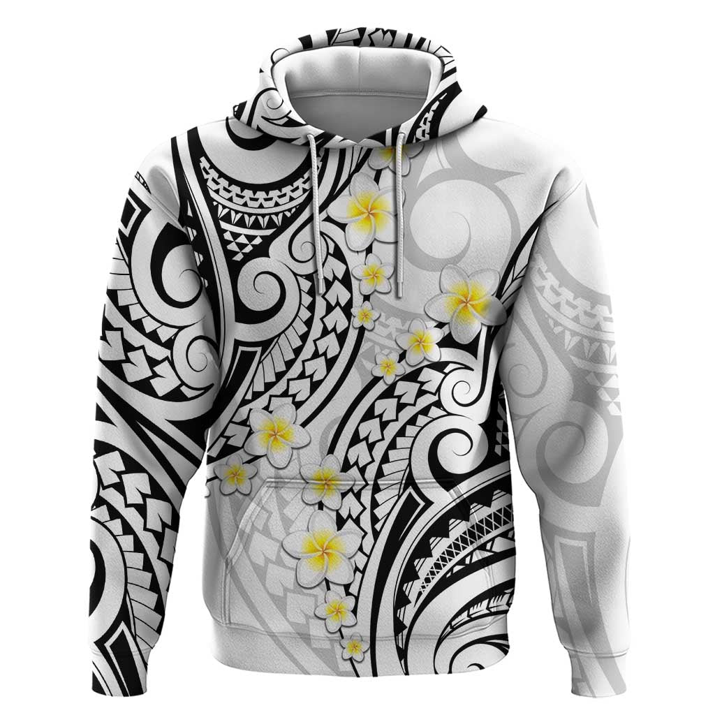 Plumeria With White Polynesian Tattoo Pattern Zip Hoodie
