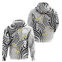 Plumeria With White Polynesian Tattoo Pattern Zip Hoodie