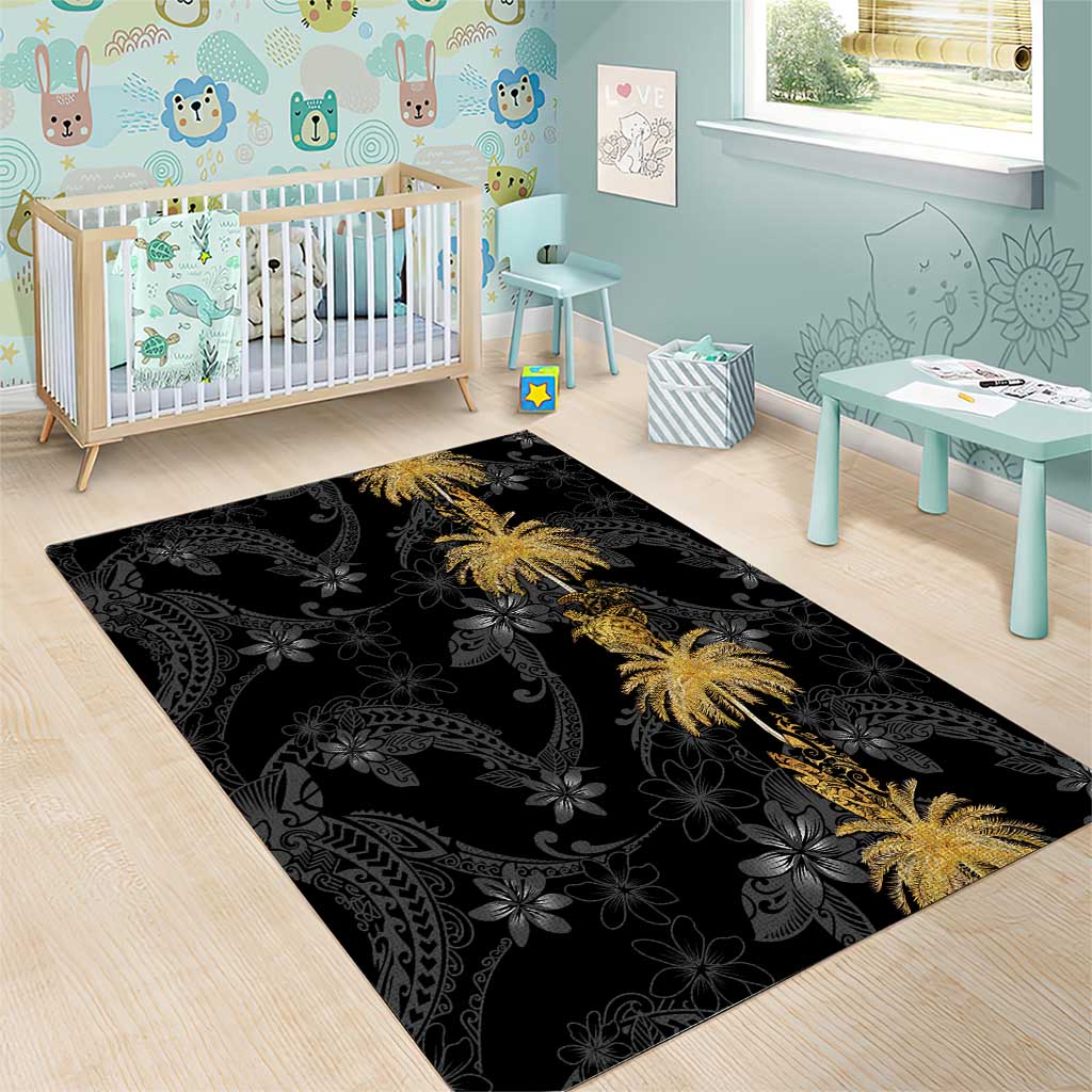 Hawaiian Honu And Surfboards Area Rug Gold Style - Polynesian Pride