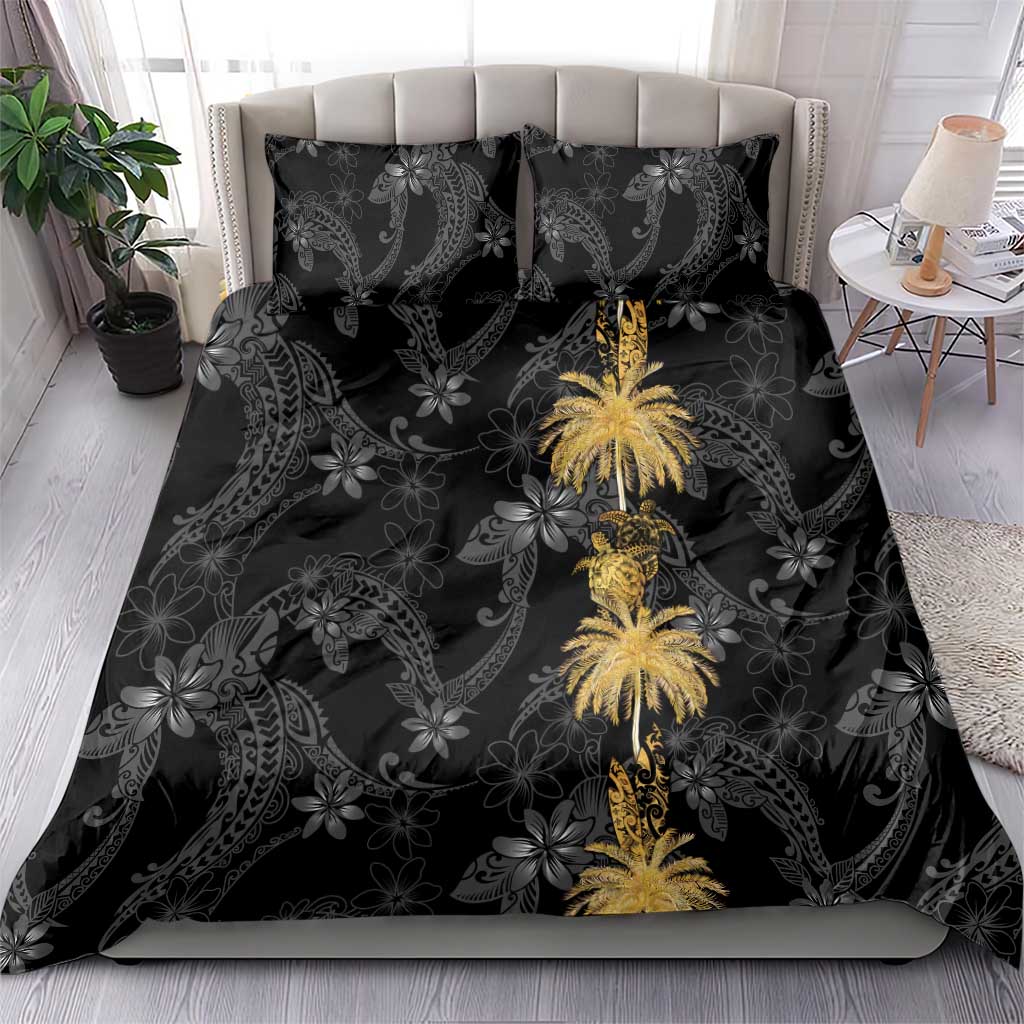 Hawaiian Honu And Surfboards Bedding Set Gold Style - Polynesian Pride
