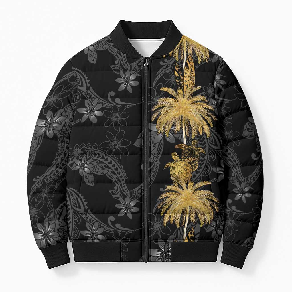 Hawaiian Honu And Surfboards Bomber Puffer Jacket Gold Style - Polynesian Pride