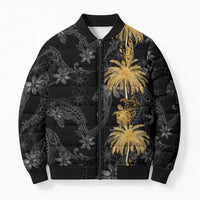 Hawaiian Honu And Surfboards Bomber Puffer Jacket Gold Style - Polynesian Pride