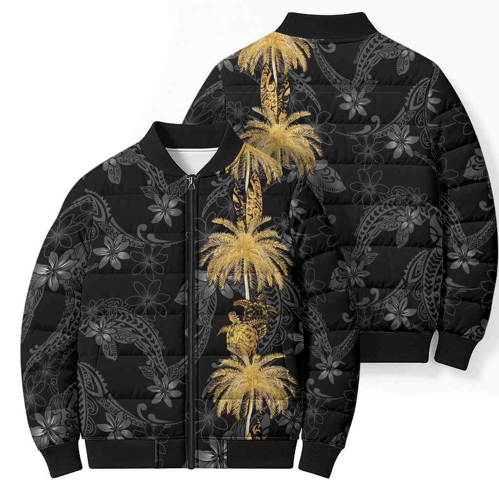 Hawaiian Honu And Surfboards Bomber Puffer Jacket Gold Style - Polynesian Pride