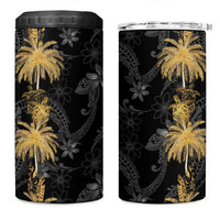 Hawaiian Honu And Surfboards 4 in 1 Can Cooler Tumbler Gold Style - Polynesian Pride