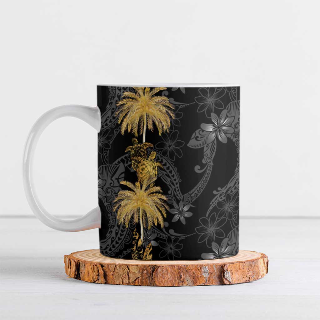 Hawaiian Honu And Surfboards Ceramic Mug Gold Style - Polynesian Pride