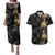 Hawaiian Honu And Surfboards Couples Matching Puletasi and Hawaiian Shirt Gold Style - Polynesian Pride