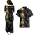 Hawaiian Honu And Surfboards Couples Matching Puletasi and Hawaiian Shirt Gold Style - Polynesian Pride