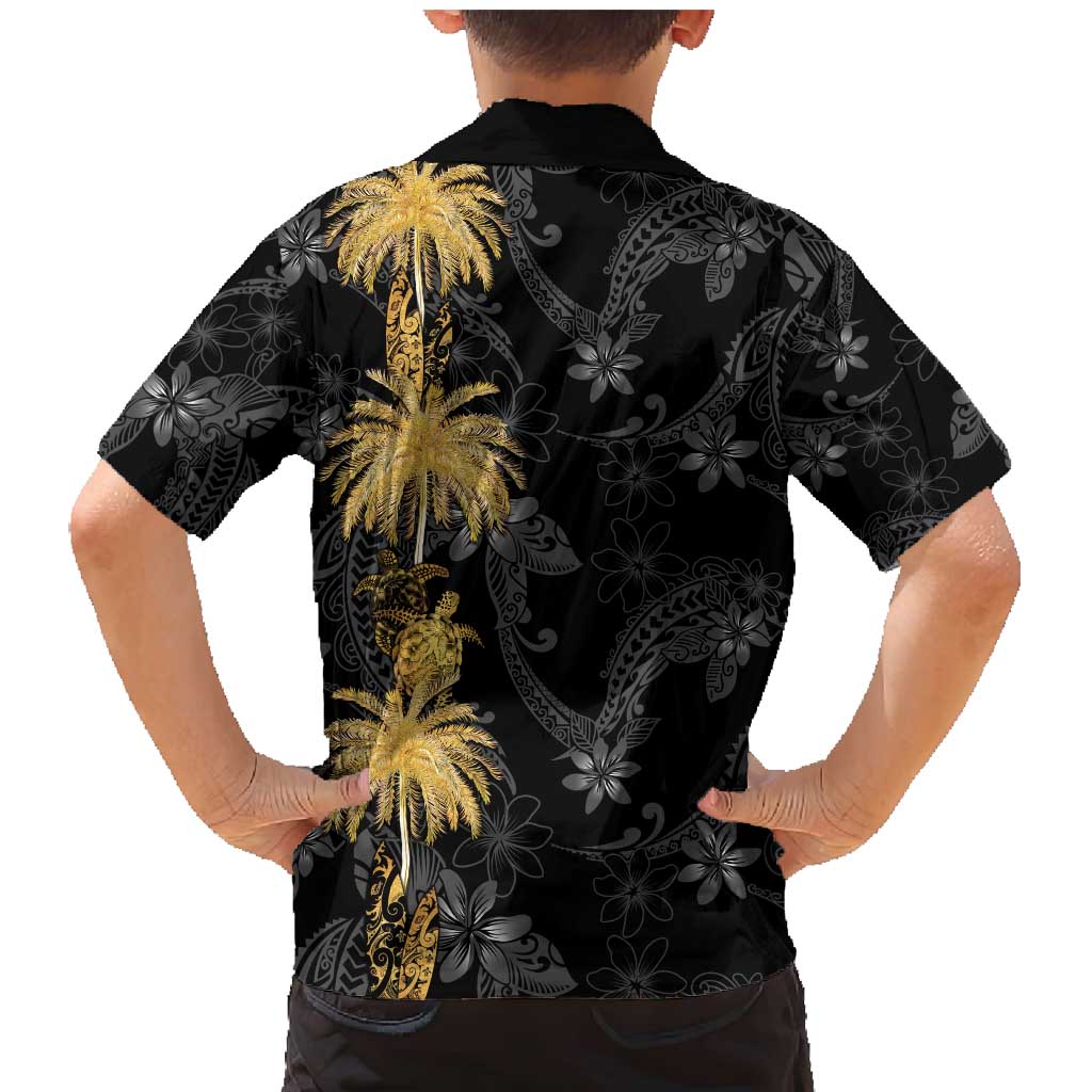 Hawaiian Honu And Surfboards Family Matching Mermaid Dress and Hawaiian Shirt Gold Style - Polynesian Pride