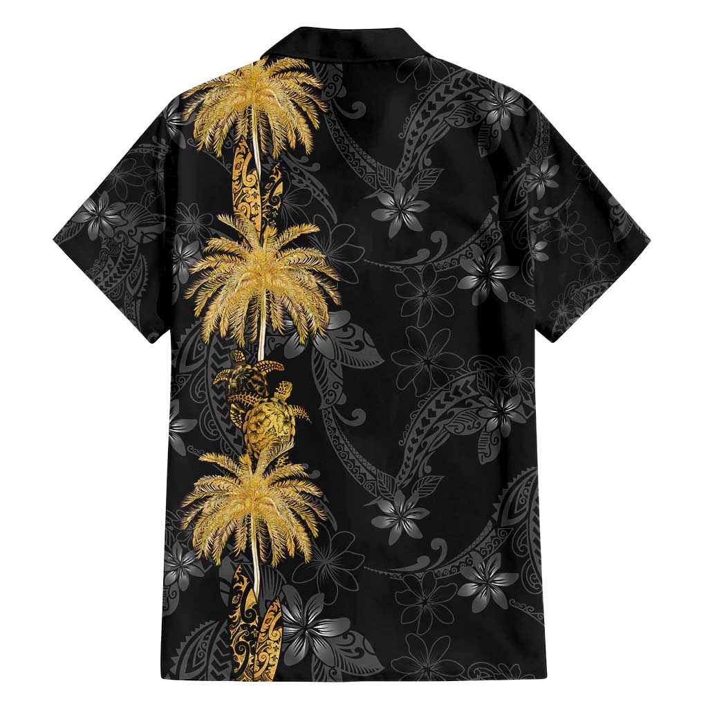 Hawaiian Honu And Surfboards Family Matching Off Shoulder Short Dress and Hawaiian Shirt Gold Style - Polynesian Pride