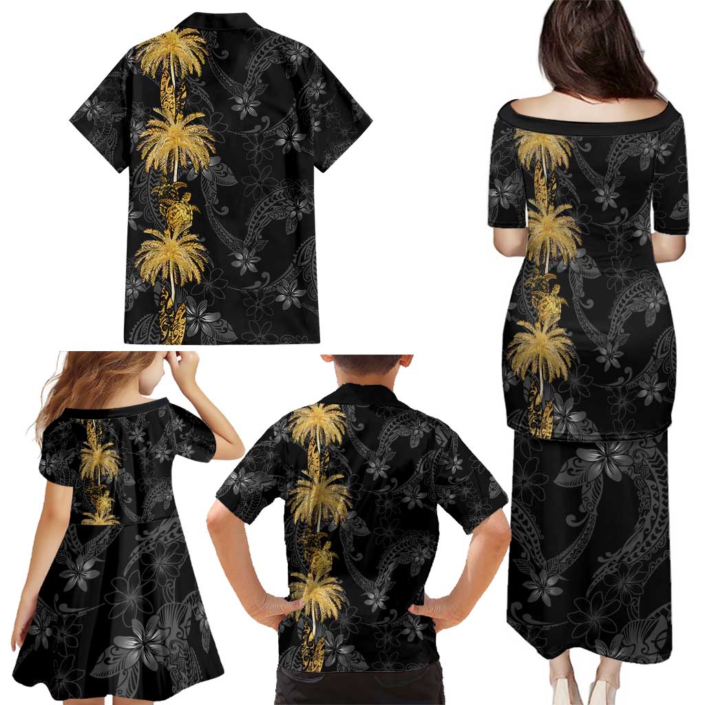 Hawaiian Honu And Surfboards Family Matching Puletasi and Hawaiian Shirt Gold Style LT05 - Polynesian Pride