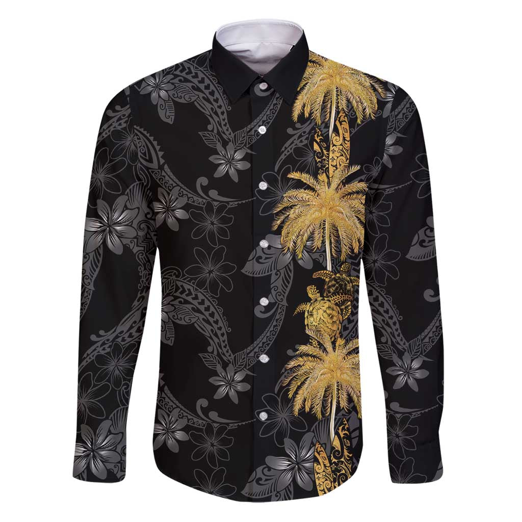 Hawaiian Honu And Surfboards Family Matching Puletasi and Hawaiian Shirt Gold Style LT05 Dad's Shirt - Long Sleeve Gold - Polynesian Pride