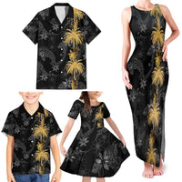 Hawaiian Honu And Surfboards Family Matching Tank Maxi Dress and Hawaiian Shirt Gold Style - Polynesian Pride