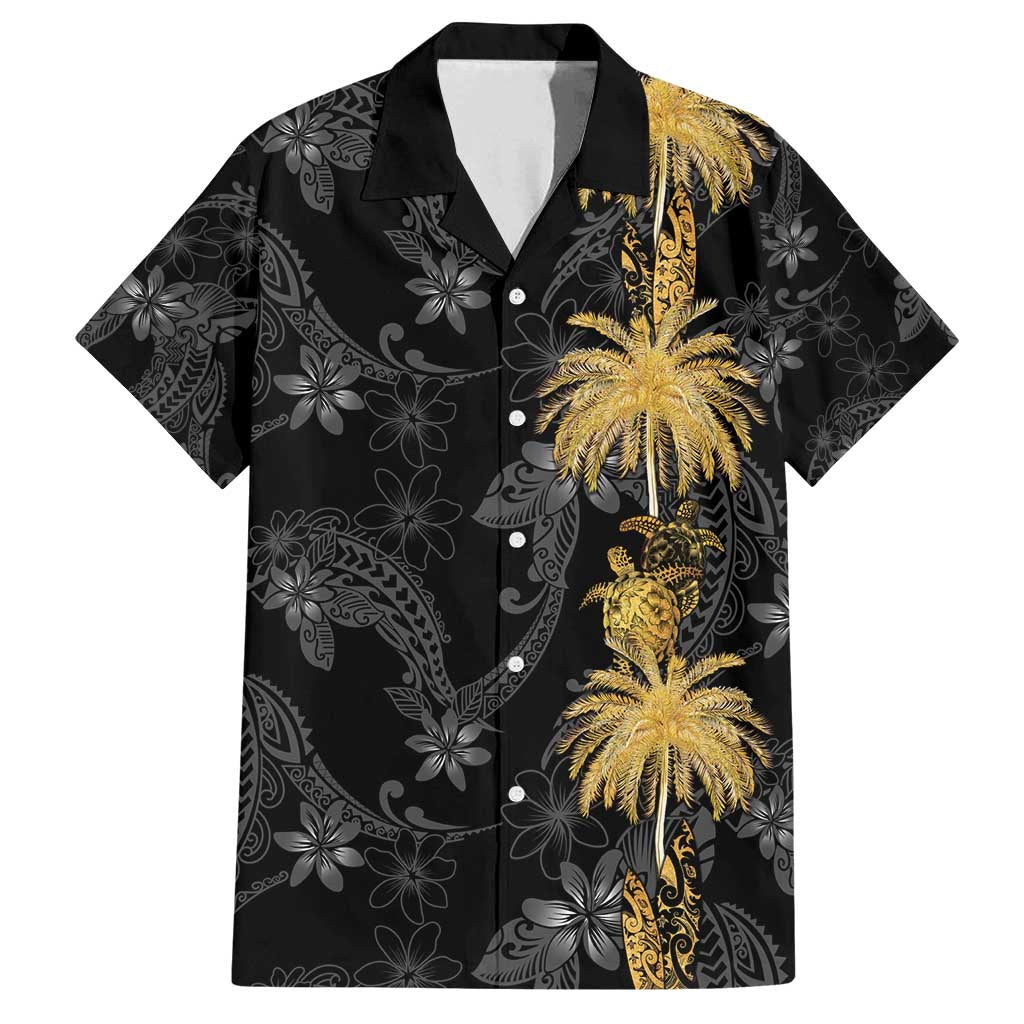 Hawaiian Honu And Surfboards Family Matching Tank Maxi Dress and Hawaiian Shirt Gold Style - Polynesian Pride